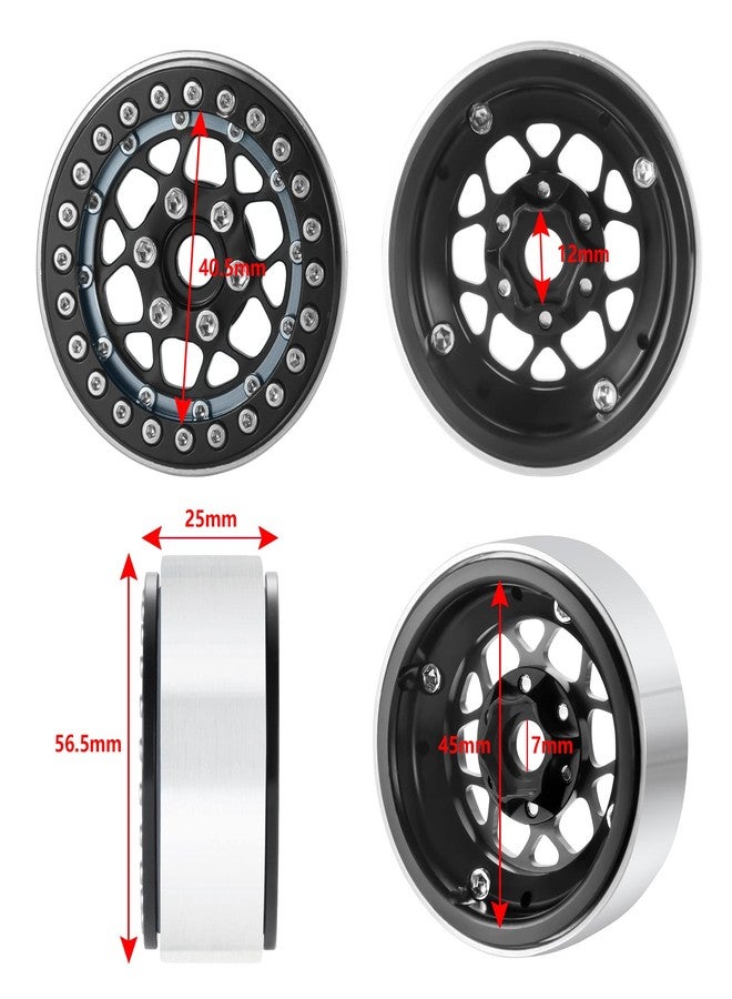 MORLORDY 4PCS RC 1.9 Beadlock Wheels Aluminum Alloy 1.9 inch Wheel Hubs Rims for 1/10 Scale RC Crawler Car SCX10 SCX10 II 90046 SCX10 III AXI03007 D90 TRX4 CC01 Upgrades - Black and Titanium - Image 3